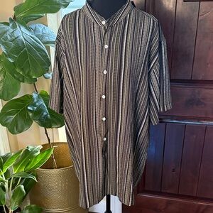 ChArmkpR New men’s short-sleeve striped shirt with a mandarin collar size XXXL
